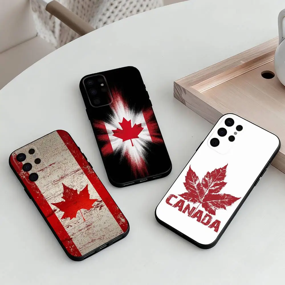 

C-Canadian flag Wallpaper Phone Case For Samsung S25,S24,S21,S22,S23,S30,Ultra,S20,Plus,Others Soft Black Case