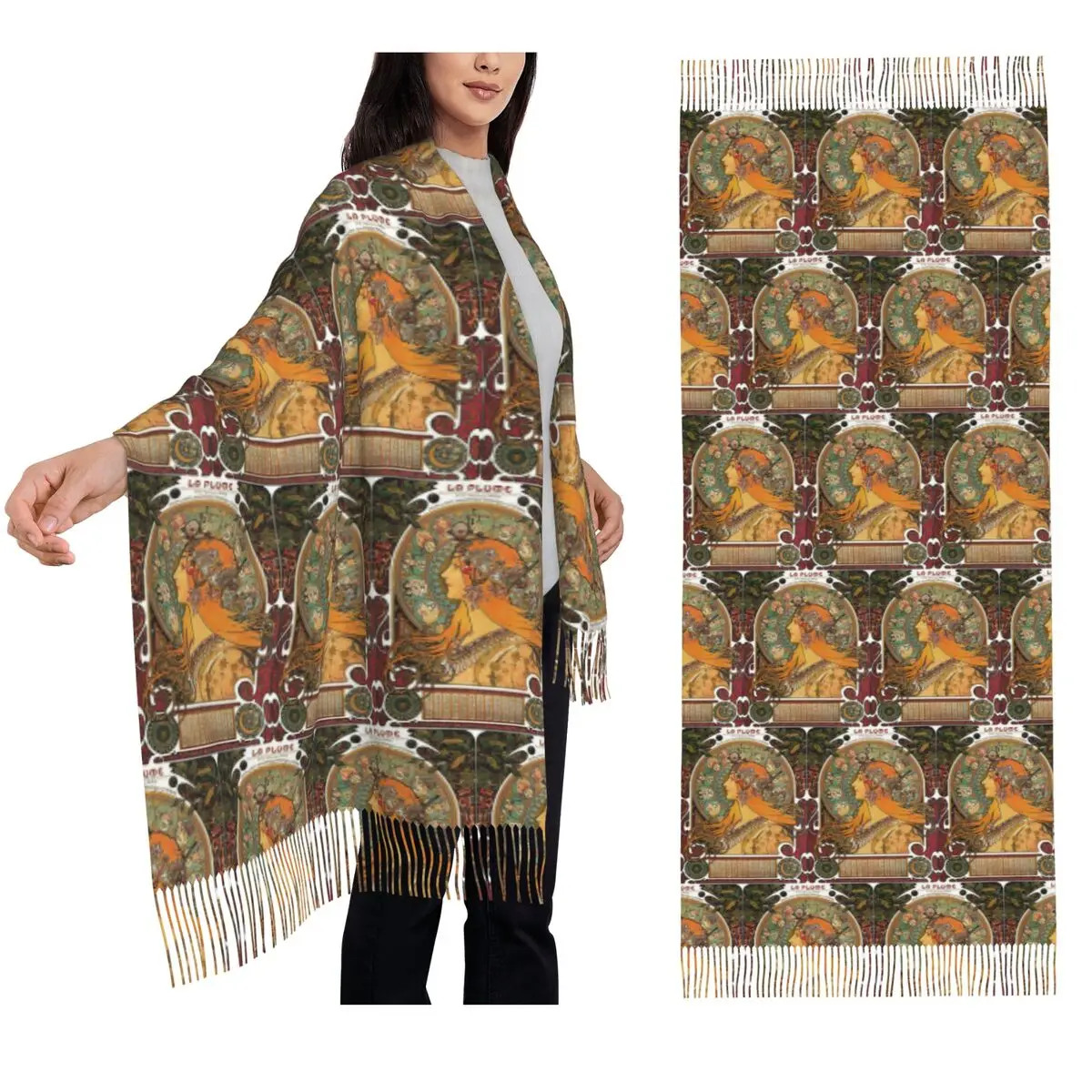 

HD. Зодиак (оригинальная версия), от Alphonse Mucha (1896) ОРИГИНАЛЬНЫЕ ЦВЕТА Шарф Шарфы с кисточками Шали и накидки Шаль Wrap