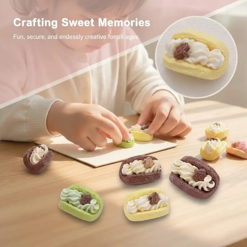 10Pcs Cute 3D Simulation Food Resin Charms Mini Fake Cream Cake Ornaments for DIY Phone Case Slime Craft Accessories
