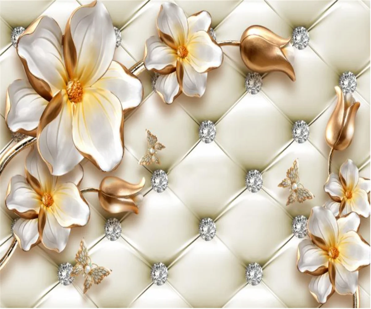 حجم مخصص 3D خلفية الأوروبية حزمة لينة الطوب زهرة أريكة التلفزيون حائط الخلفية ديكور المنزل غرفة نوم اللوحة الزخرفية