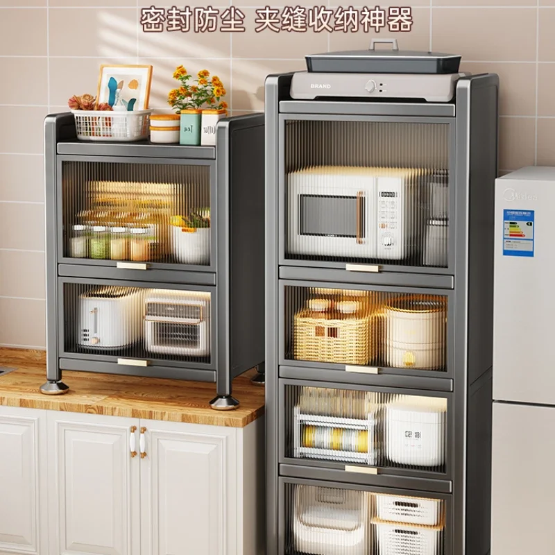 Shuaishi Kitchen Shelf Floor to Floor Multi layer Microwave Storage Cabinet with Seams at the Meal Edge Multifunctional Storage