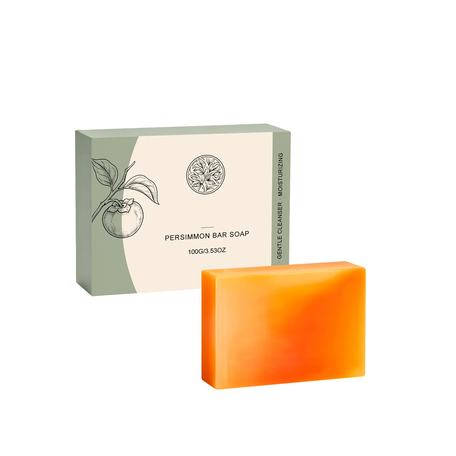 Persimmon Soap Bar Deep Cleaning Body Odor Removal Oil Control Skin Exfoliator Refreshing Gentle Deodorant Handmade Shower Soap