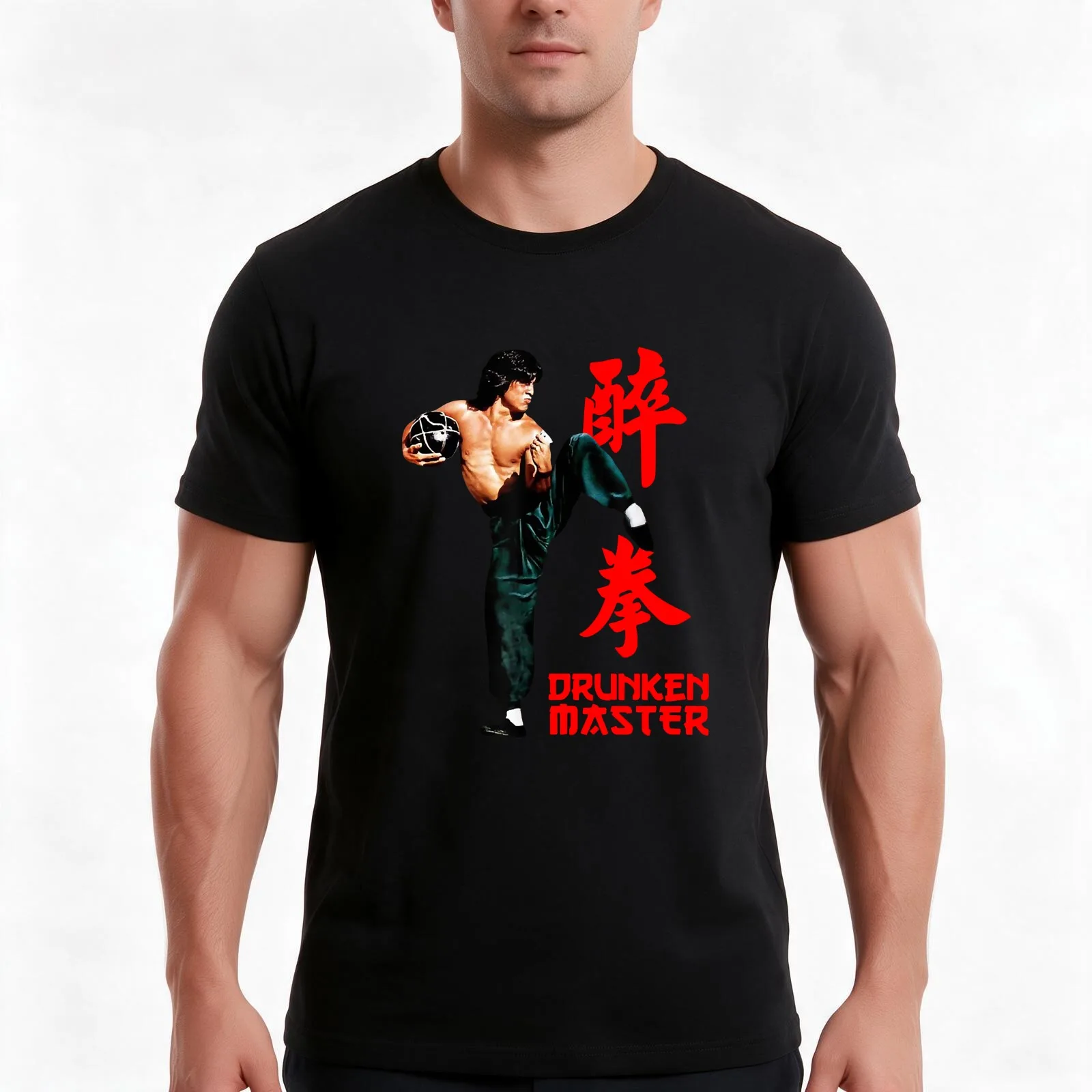 Drunken Master Jackie Chan, design Es T-Shirt, Summer Casual Cotton Tee, Oversized Streetwear Tops, Vintage Graphic Print