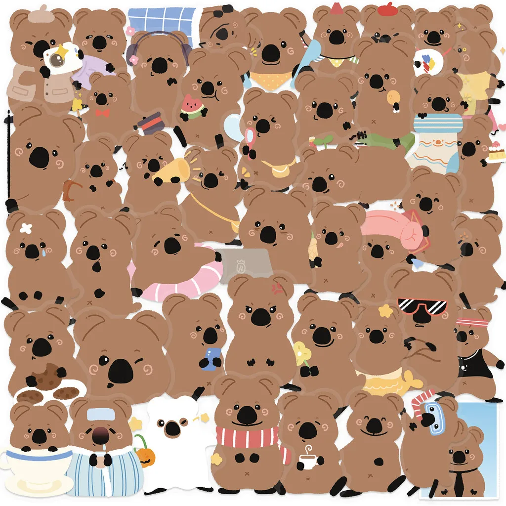 Paquete de pegatinas transparentes Quokka Daily Life, 50 Uds., PET impermeable para álbum de recortes, decoración de guitarra y proyecto de bricolaje (tienda Anime Worlds)