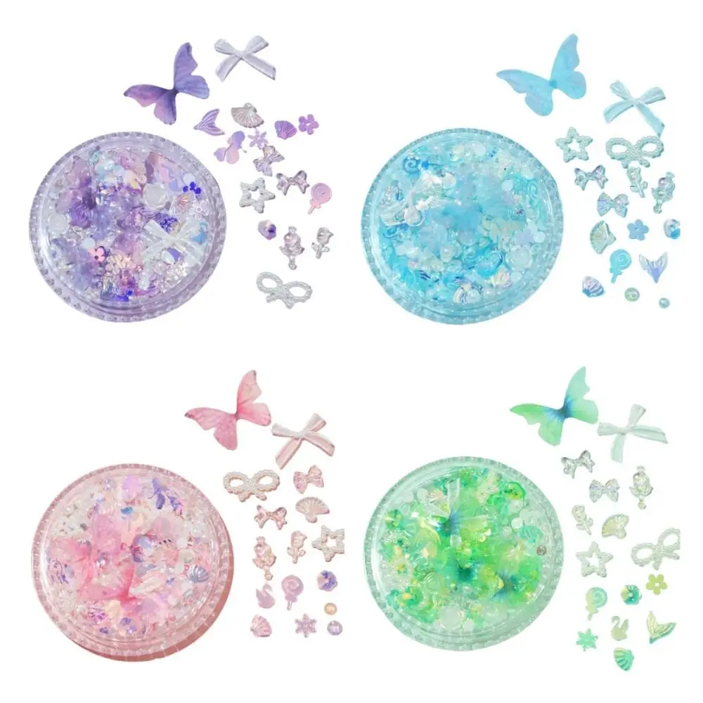 Butterfly Shell pearl Facial Decorative Patches Cute Shiny Glitter Sequin Stickers Sweet Waterproof DIY Nail Art Decoration