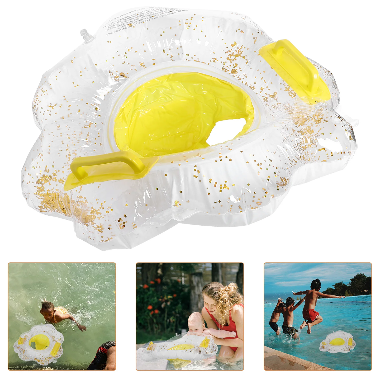 Anel de natação inflável para bebês, assento flutuante reforçado e antiderrapante para piscina de bebês para aprendizagem de natação 1-4