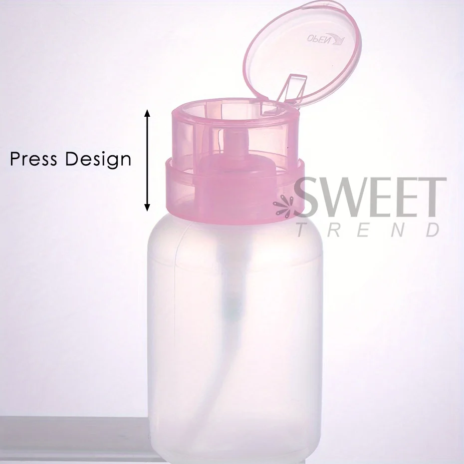 100/200ml Empty Press Pump Dispenser Plastic Lockable Leak-proof Nails Polish Remover Pressed Bottle Makeup Tools Liquid Storage