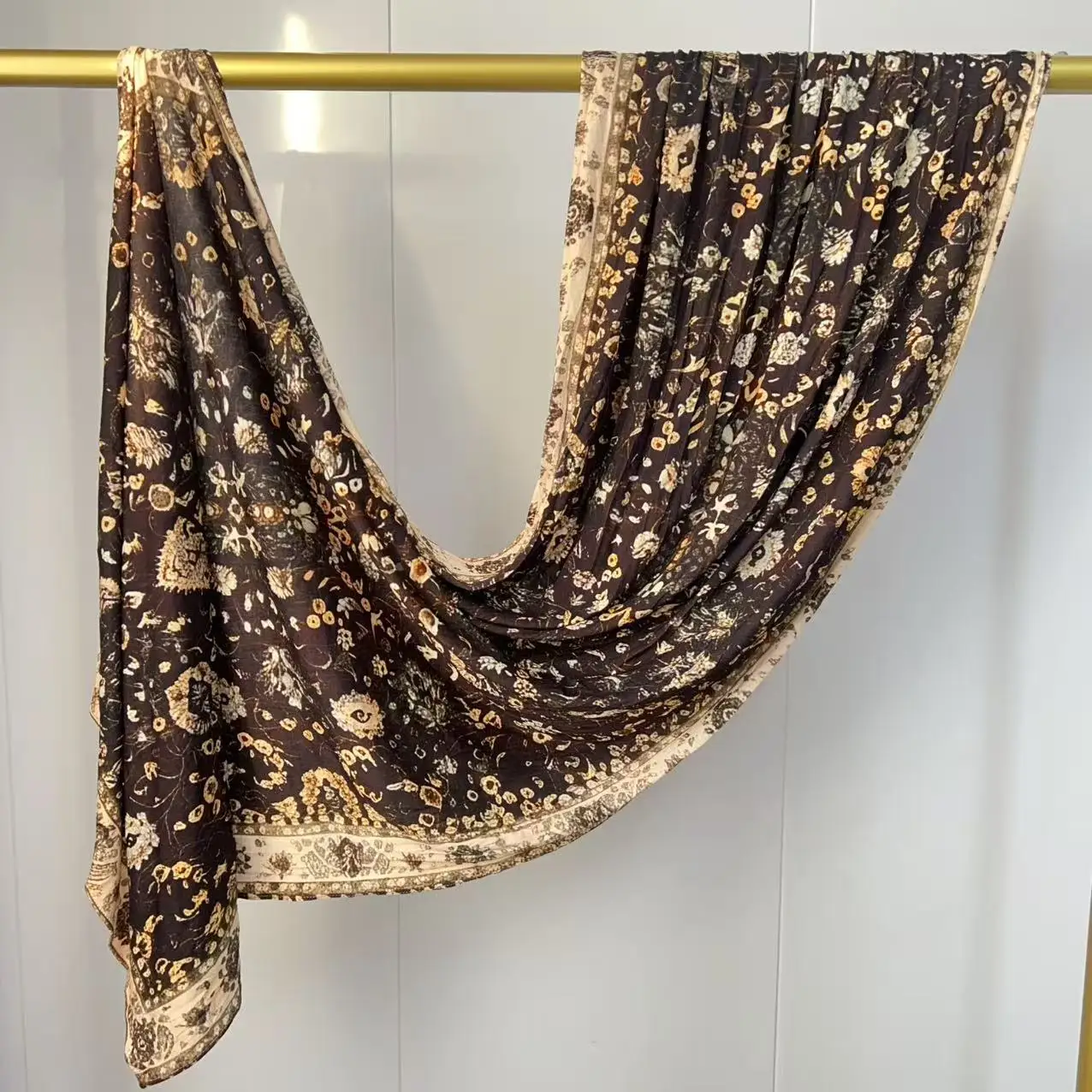 Women Jersey Print Shawl One Side Printing Design Muslim Soft Hijab Scarf