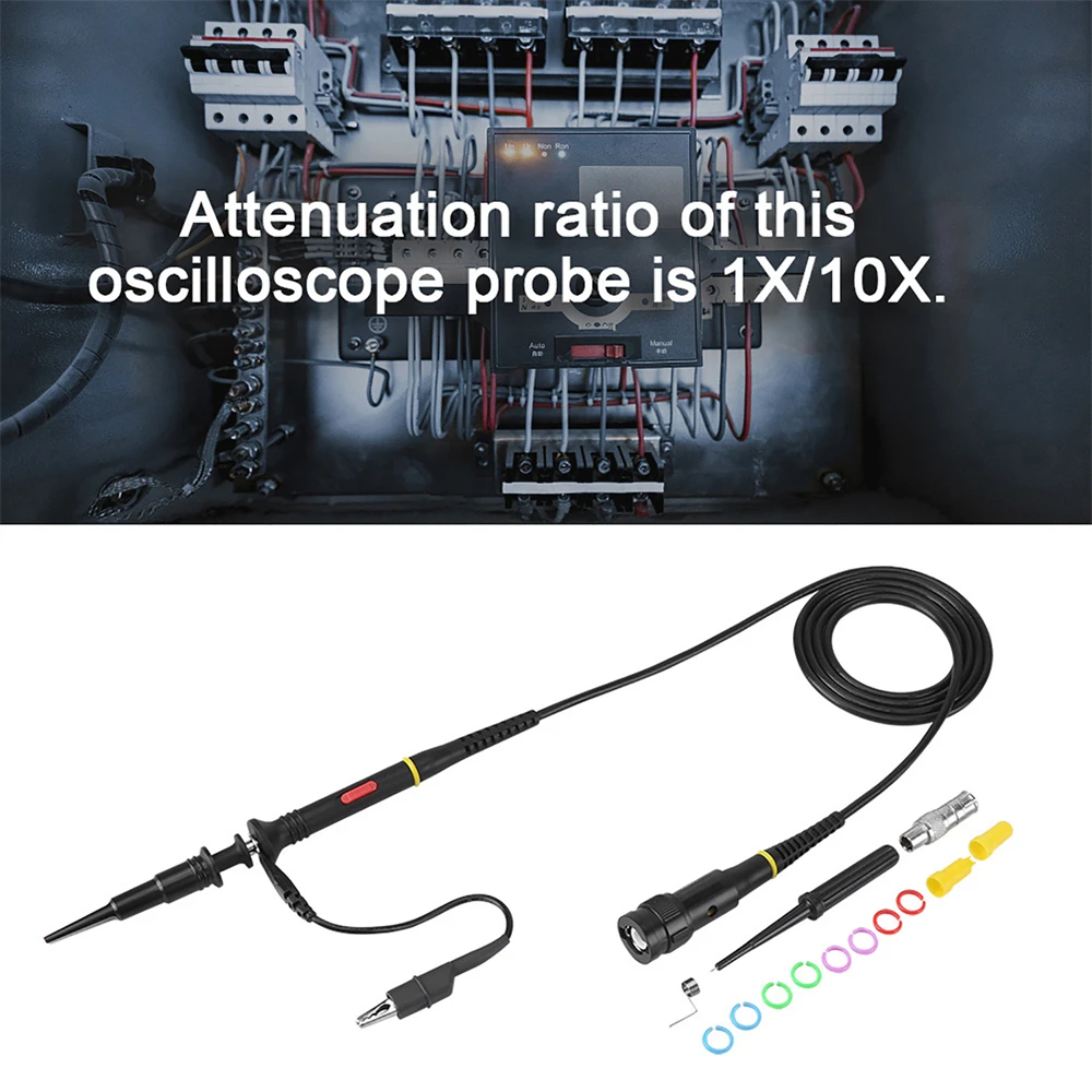 

Cleqee P2200 200MHz Oscilloscope Probe X1/X10 Safe BNC Test Lead Clip kit 10:1 Probe