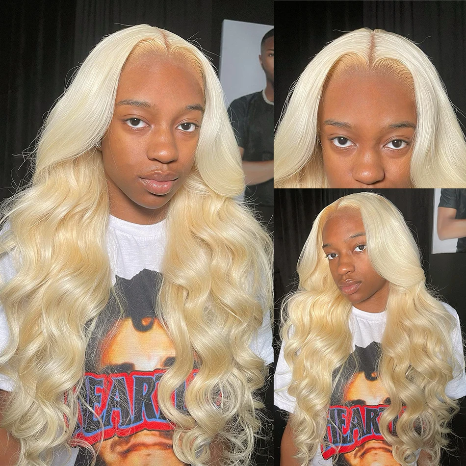 Brazilian 30 40 inches Body Wave 613 Honey Blonde HD Transparent Lace Front Human Hair Wigs 13x6 Lace Frontal Wig Glueless Wig