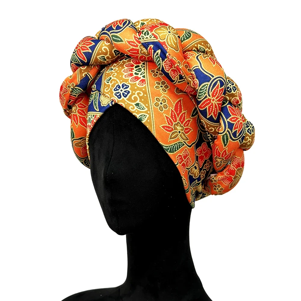 2024 New African Women Turban Cap Big Braid Head Wraps Cover Bonnet Beanie Female Headtie Hair Loss Chemo Cap Arab