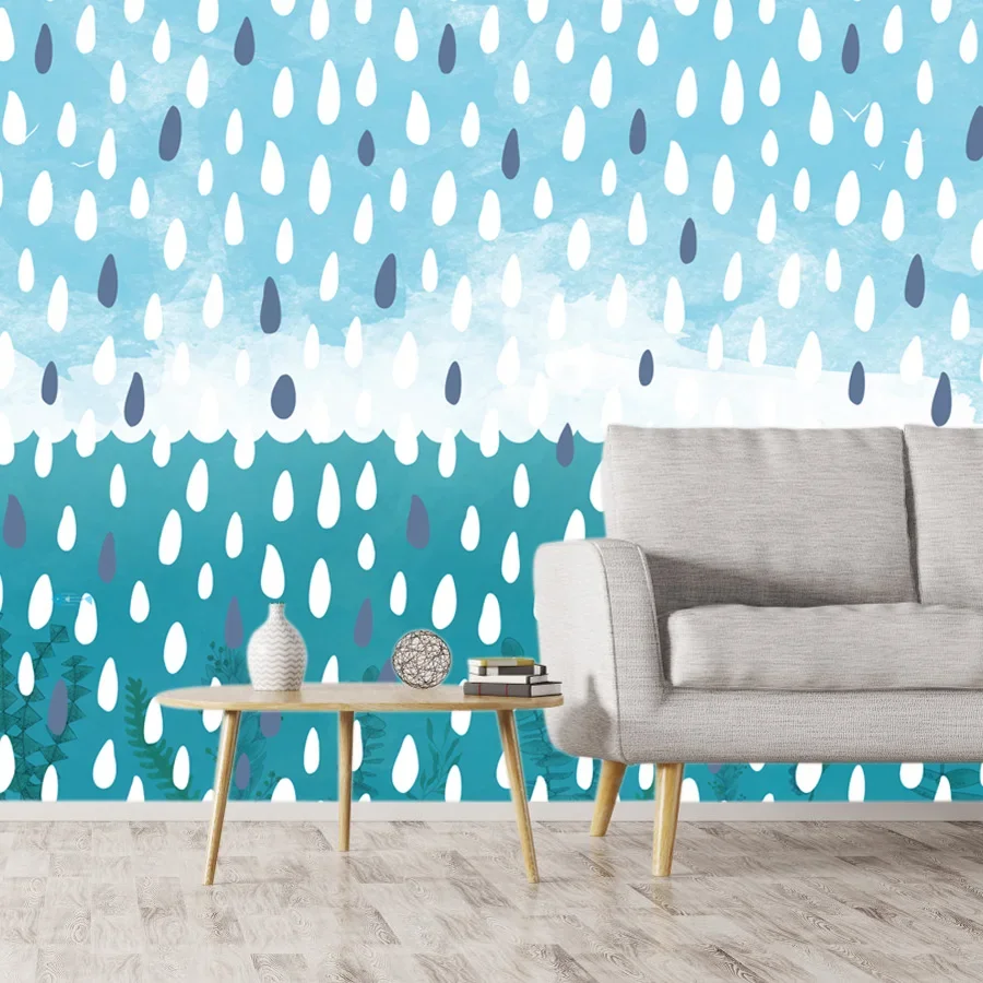 

Custom Self Adhesive Wallpaper Accept for Living Room Decoration Wall Design Papers Home Decor Raindrop Waterfall TV Background