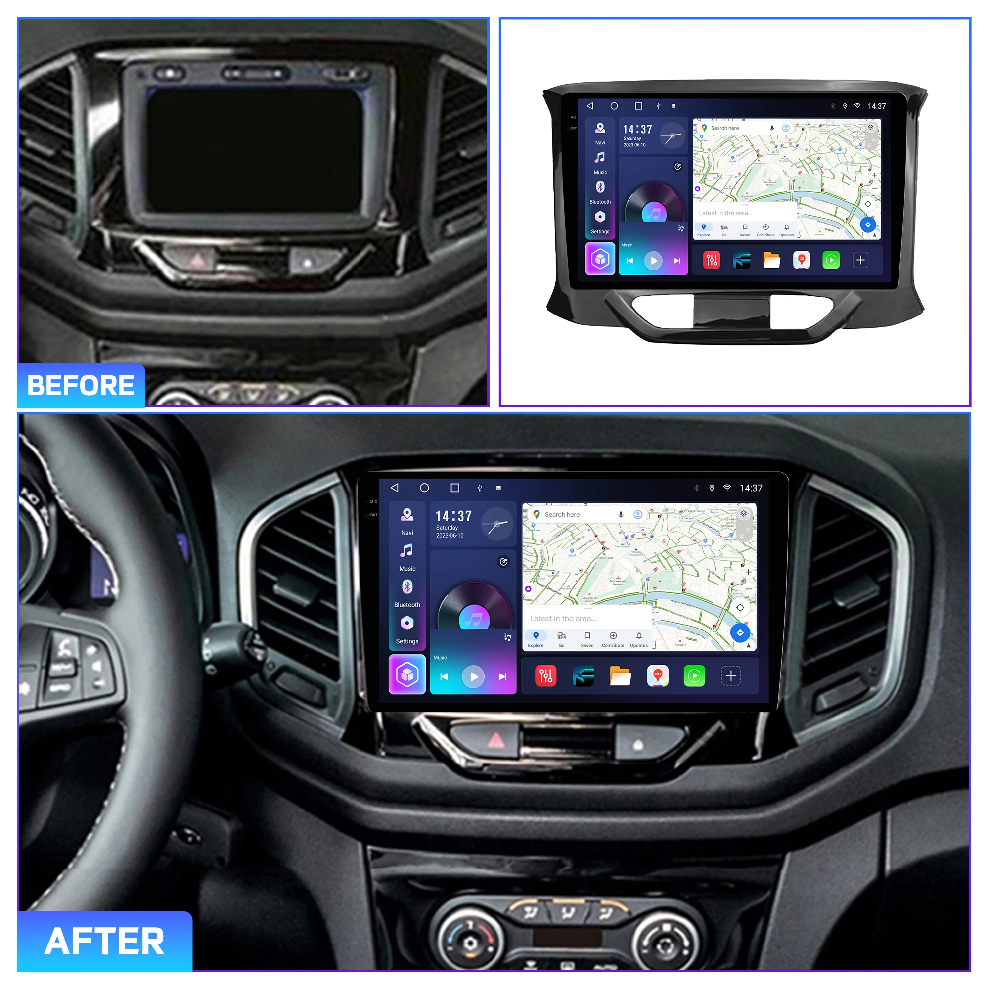 Penhui Android Car DVD Player 2 Din for Lada XRAY 2015-2019 Multimedia Screen with DSP, Bluetooth, Audio & CarPlay
