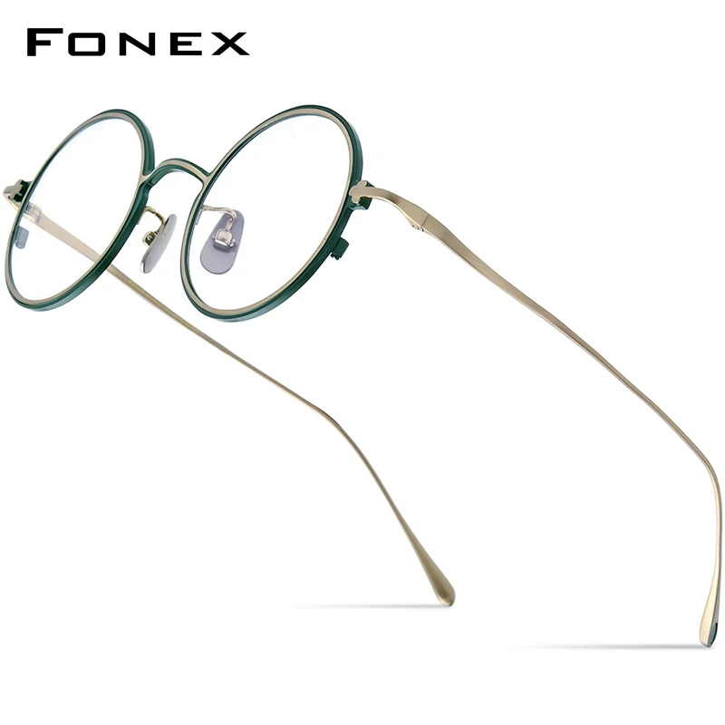 

FONEX Pure Titanium Glasses Frame Men Colorful Retro Round Eyeglasses 2023 Women Vintage Eyewear PHI