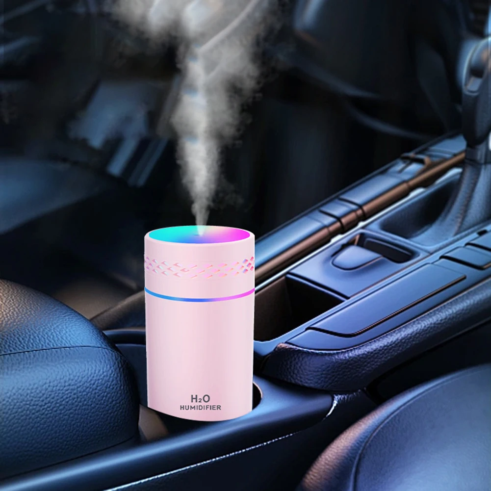 Humidificador de aire portátil para coche, difusor con luz de ambiente, carga USB, humidificadores de escritorio silenciosos para dormitorio y oficina