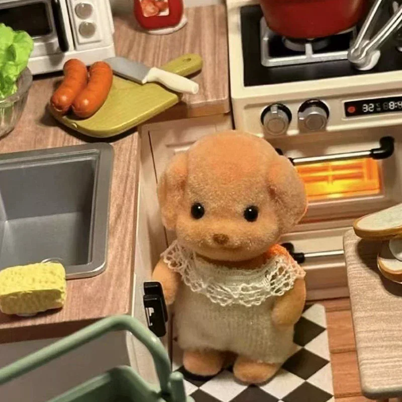 Miniature di case delle bambole Accessori Arti Mobile Foresta Famiglia Figura di animali Barboncino Floccato Shaggy Figurine Modello di cane giocattolo