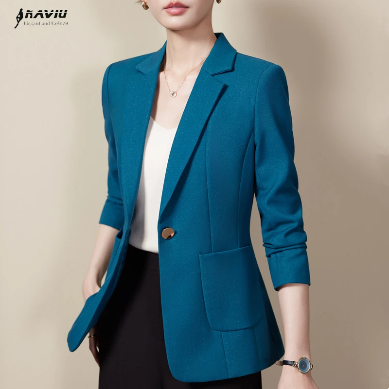 NAVIU Giacca da donna con bottone singolo per giacca autunnale Cappotto da donna Abbigliamento da lavoro da lavoro femminile Giacca formale Capispalla da donna da ufficio