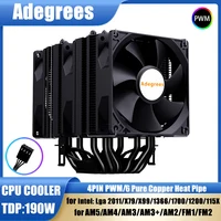 Enfriador de aire de CPU, radiador de procesador de PC de 4 pines PWM 6, tubo de calor para LGA1700 1200 1150 1151 1155 1156 2011 X99 AMD AM4 AM5