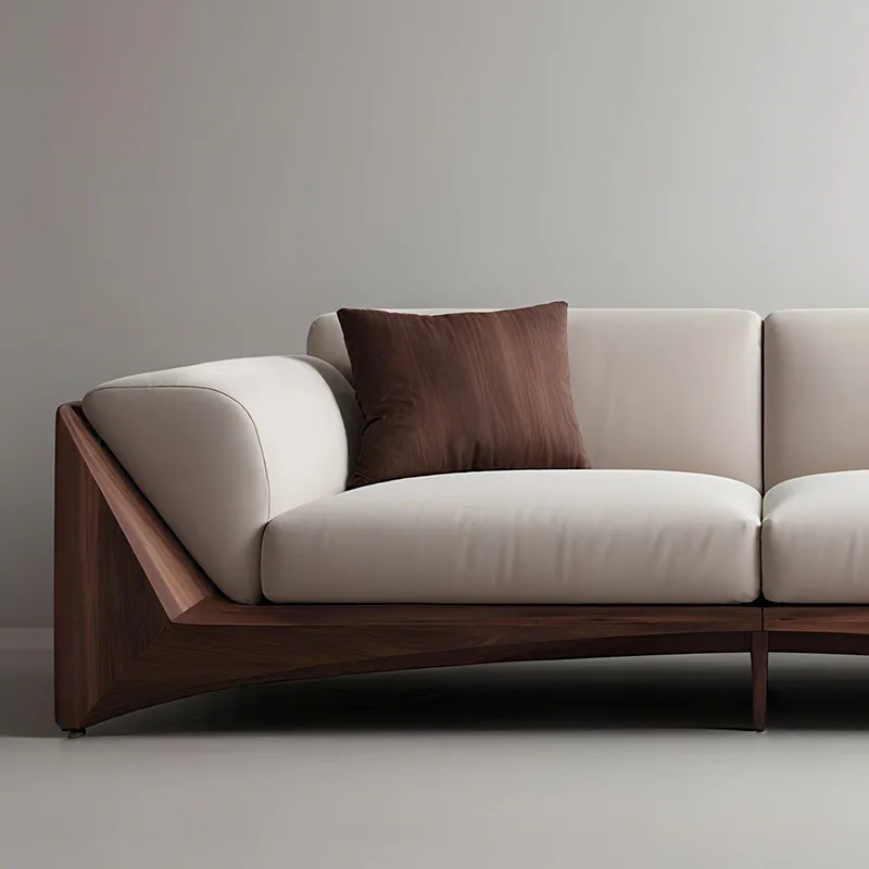 Household, high-end modern simple straight-row solid wood sofa