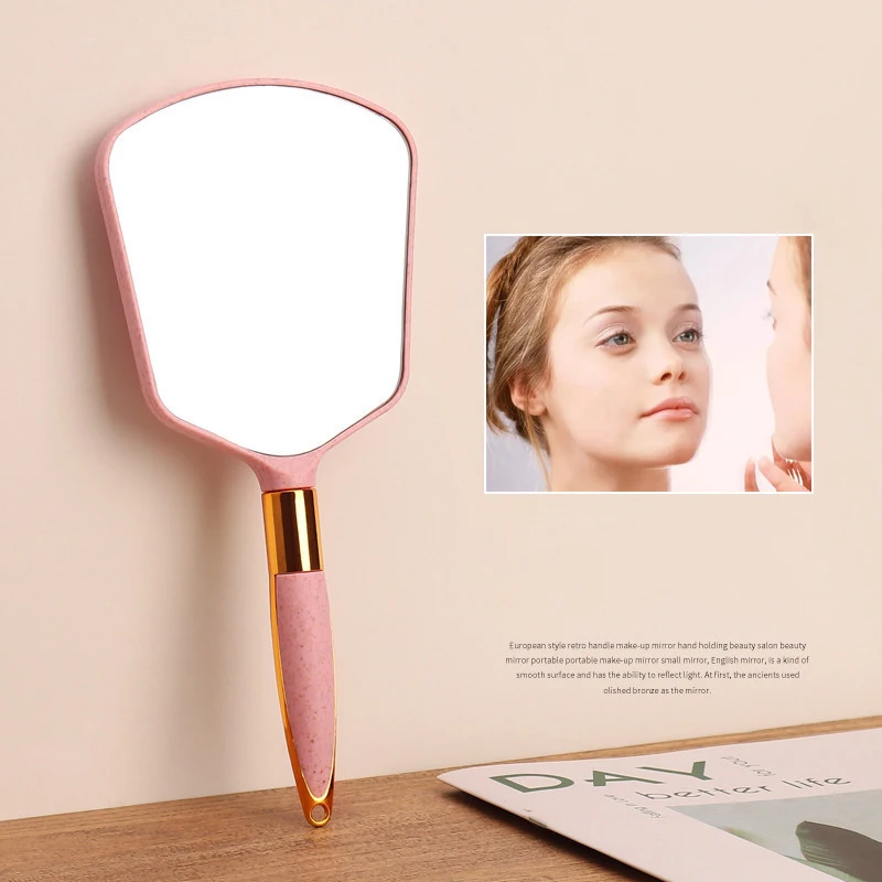 ハンドル付き手持ちミラー1個、フック穴付き化粧手鏡、バスルームと寝室用、理容室用ヘアカットミラー、家庭用