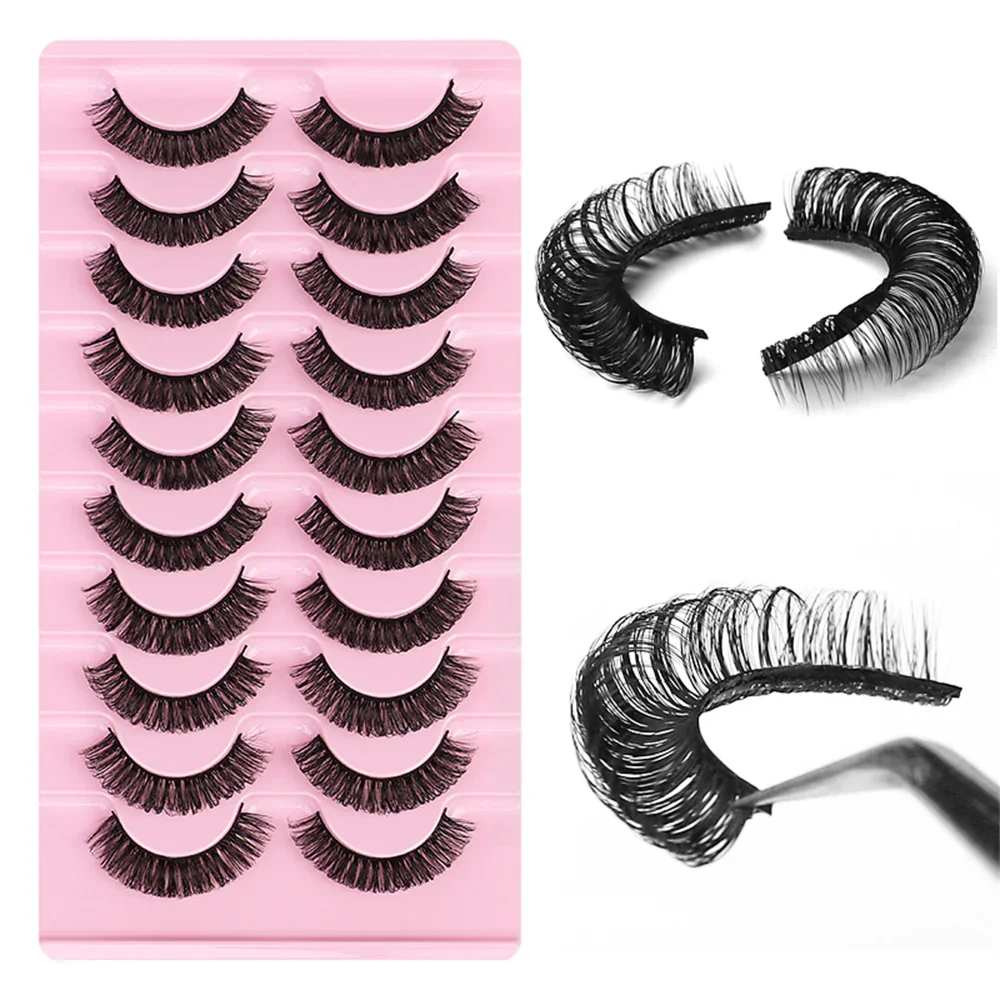 10 pairs Russian Strip Lashes Fluffy Mink Lashes 3D False Eyelashes Russian Volume Fake Eyelashes