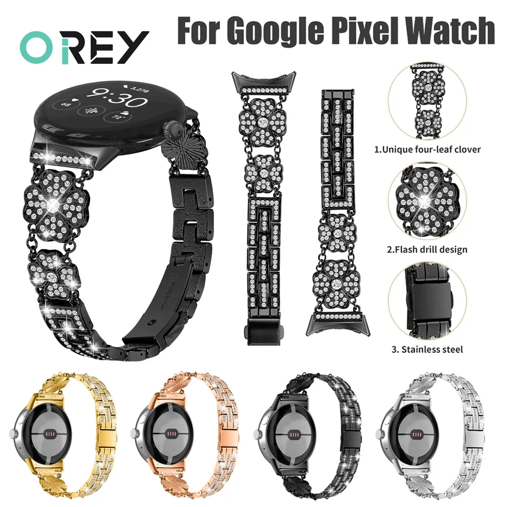 Diamond Strap For Google Pixel Watch Bling Jewelry Band Stainless Steel Metal ChainLink Wristband Women Bracelet For Pixel Watch