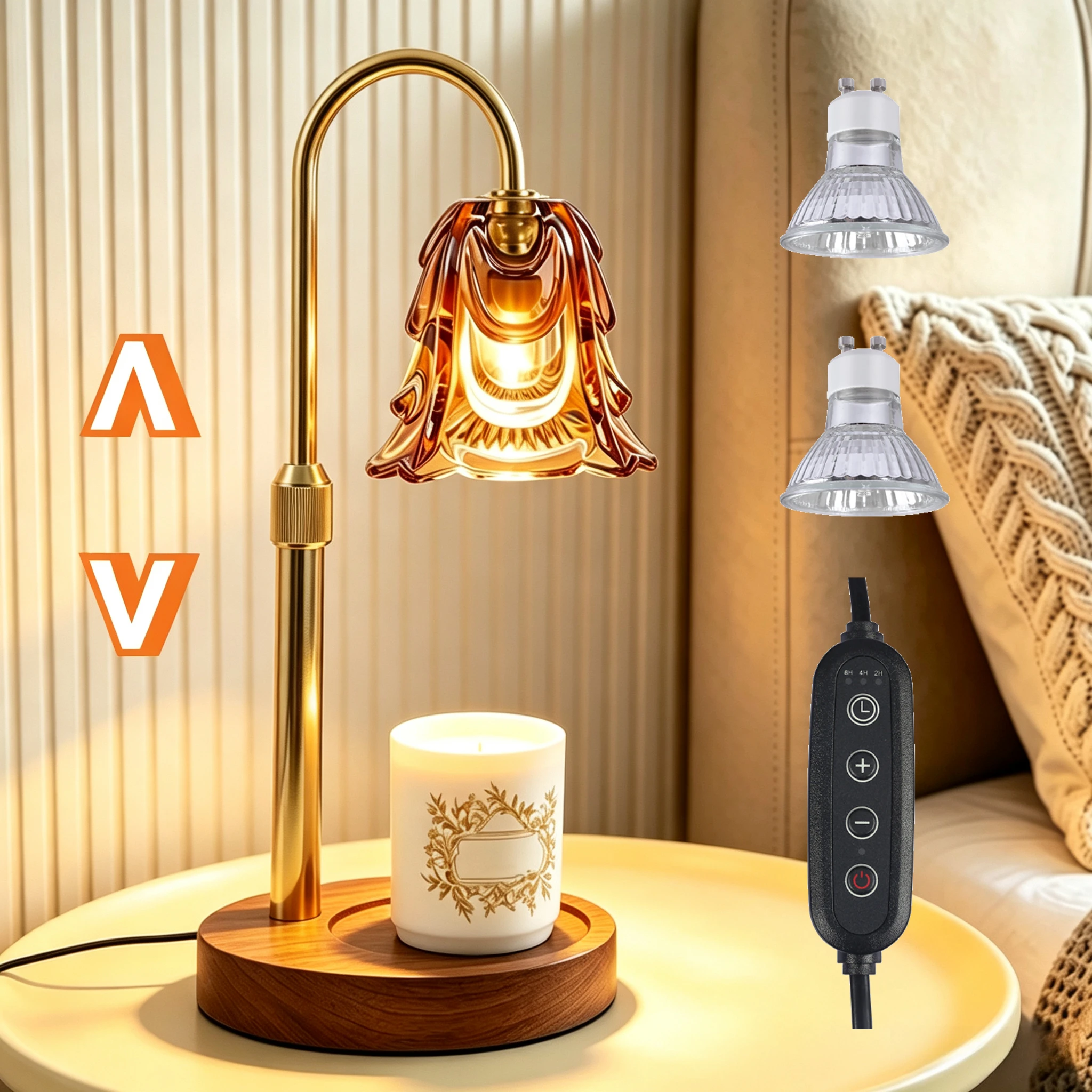 Candle Warmer Lamp with Timer & Dimmer Adjustable Height Elegant Flower Vintage Safe Home Decor AU/EU/UK/USA PlugTable Lamp
