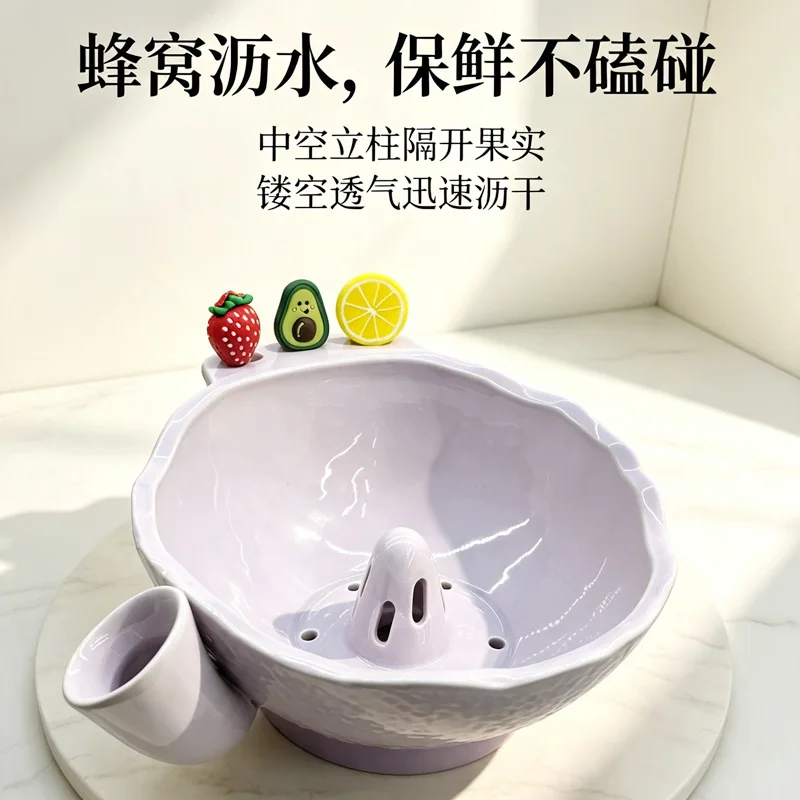 Cross-border New Berry Swirl Bowl Large Berry Swirl Bowl Household Ceramic Drain Bowl Water Flow Automatic