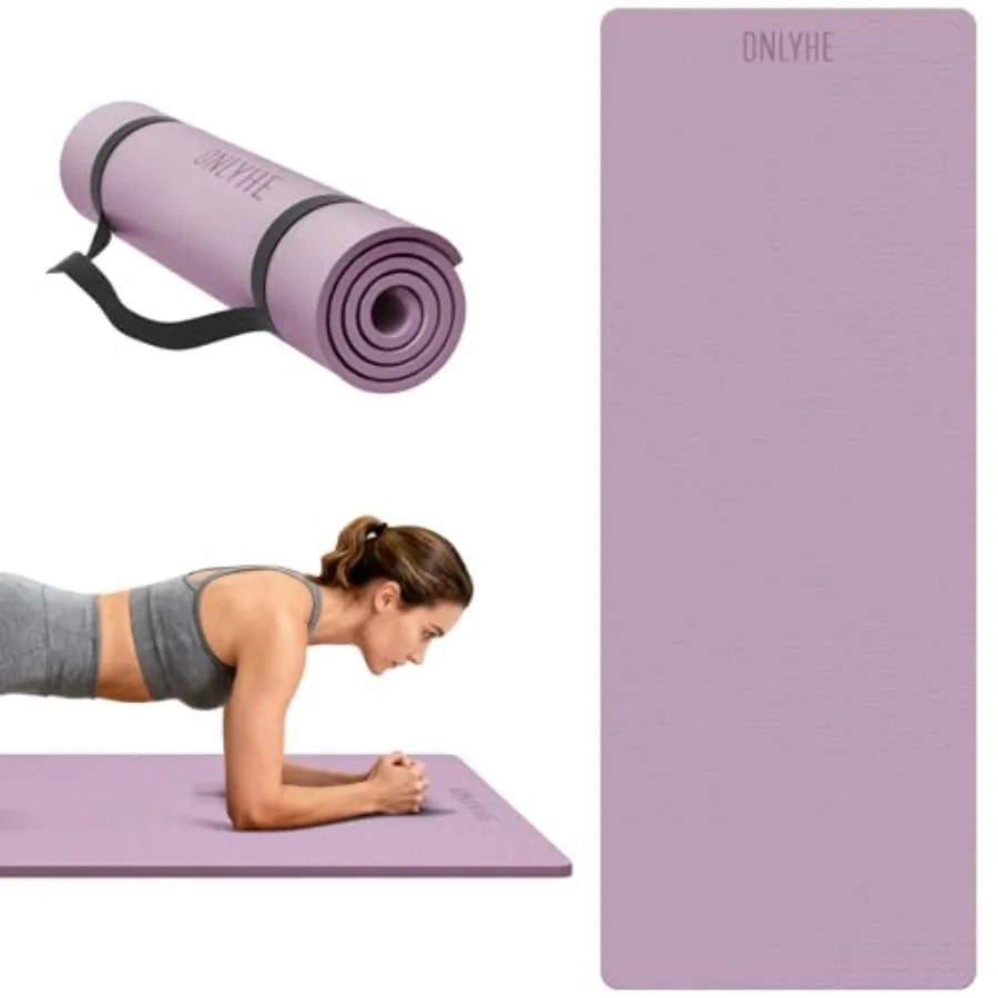 

Yoga Mat Extra thick 8mm Exercise mat, Soft Lightweight TPE Fitness Mat with strap, High Elasticity, Anti-fatigue, non-slip mat