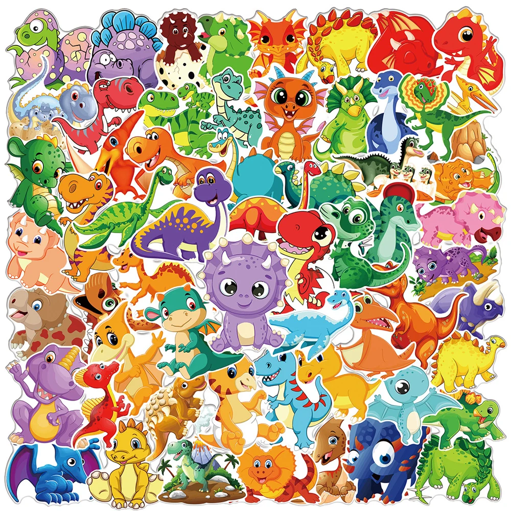 10/30/60pcs Cute Dinosaur Graffiti Stickers Waterproof Scrapbook Bike Skateboard Laptop Phone Stationery Kid Cartoon Sticker Toy