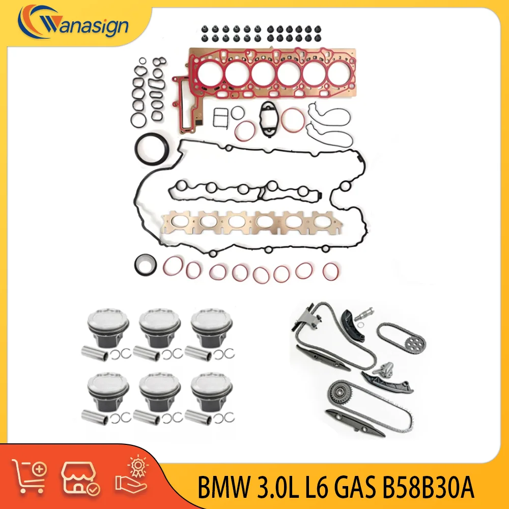 AUTO ENGINE PARTS Overhaul Engine Gasket Seals Kit Pistons Set Timing chain kit For BMW 3.0L 3.6 L T L6 Engine B58B30A 2016-2020