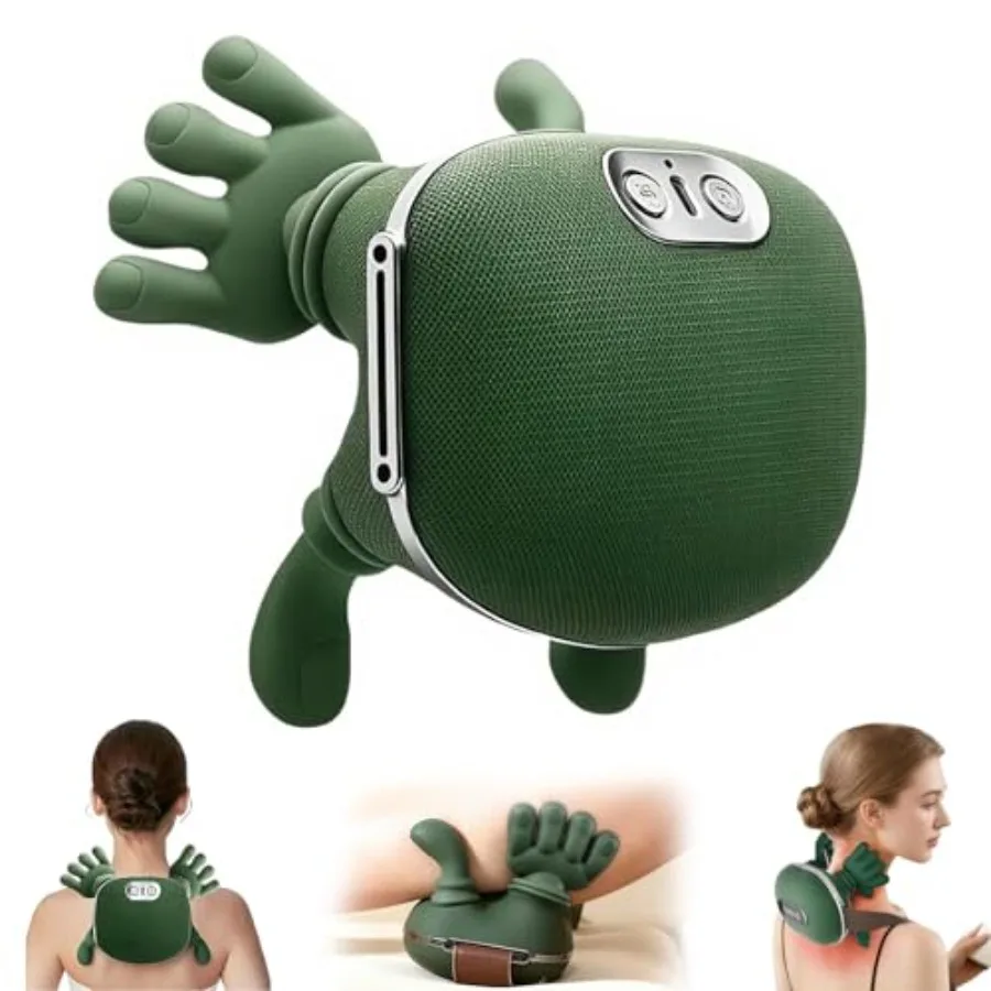 

Массажер для шеи с подогревом для снятия боли, глубокий бионический 4D-массаж с функцией глубокого разминания и успокаивающим теплом, регулируемая интенсивность, эргономичный дизайн.