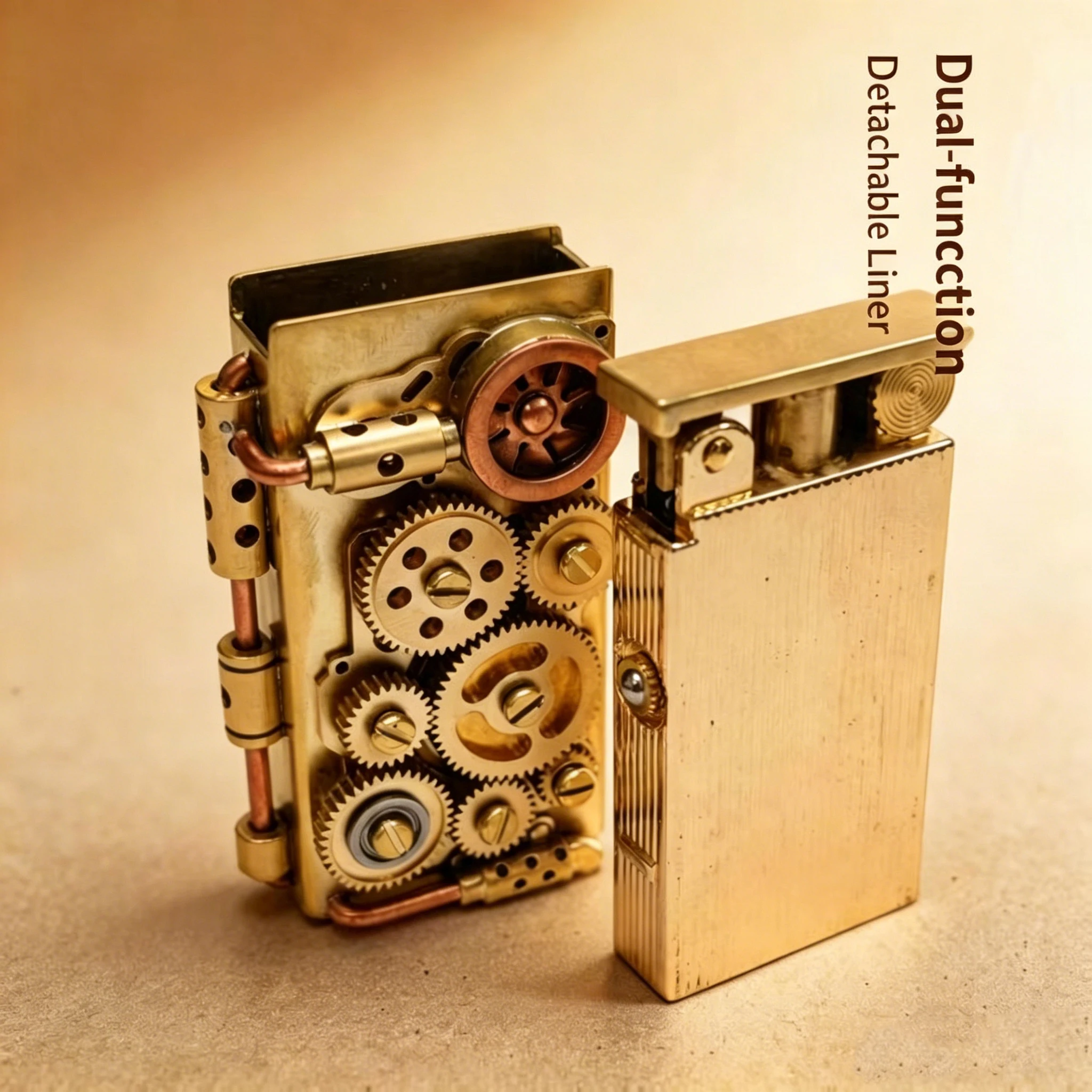 New Steampunk Trench Lighter Handmade Mechanical Vintage Kerosenes Lighter Brass Gear Unique Cool Refillable Windproof Lighter