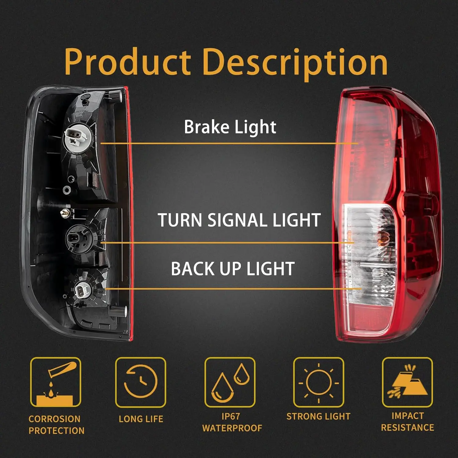 

Tail Light Assembly for 2005-2021 Nissan Frontier, Suzuki Equator Right Side with Bulb & Harness