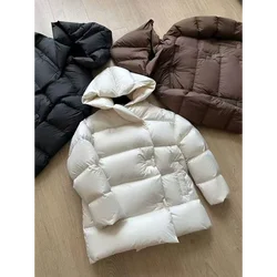 Hooded Coats Down Simple Women Jacket Korean Casual Fashion Puffer Coats Windproof Thick Warm Outerwears Loose Down Jackets