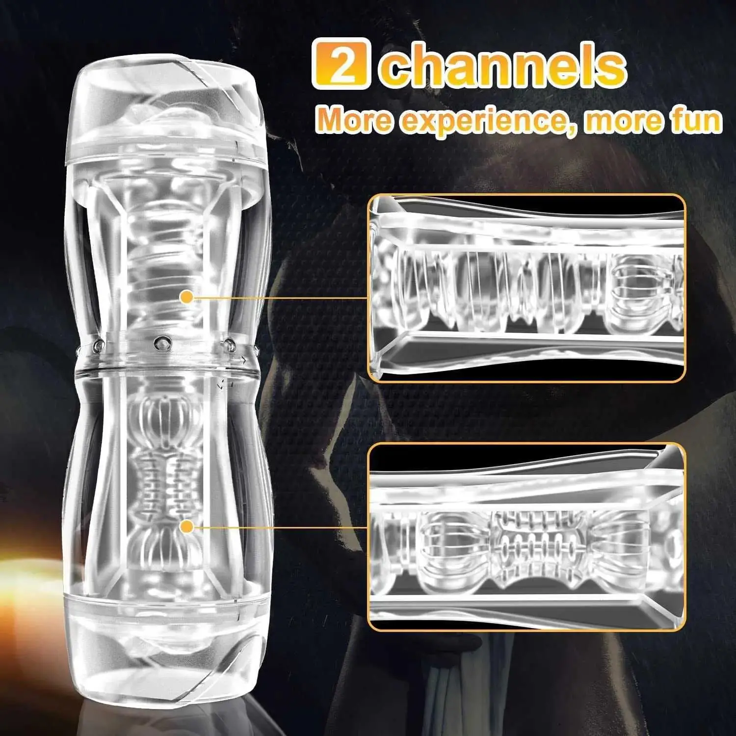 Transparent Masturbator Sex Toy para Masculino, Boquete Sim, 360 Rotating Pocket Pussy, 3D Texturizado, Vaginal apertado, Boquete, Cristal, Sexo