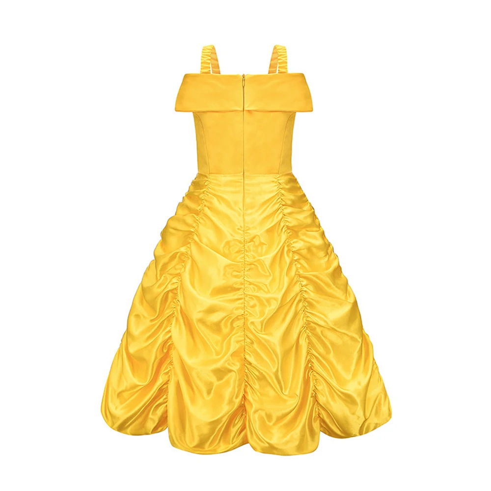 Girls Belle Costume Dress Halloween Cosplay Costumes Beauty and The Beast Kid Dress Princess Birthday Party Children Clothing