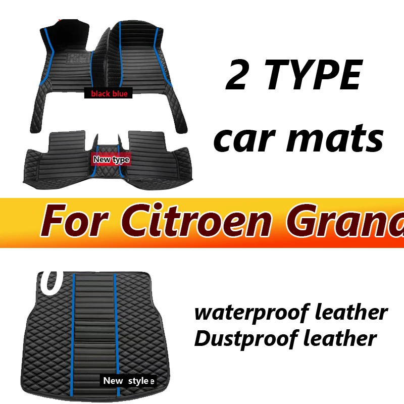 Car Floor Mats For Citroen Grand C4 Picasso SpaceTourer 7seat 2006~2013 leather Mat Rugs Pad Interior Parts Car Accessories 2010