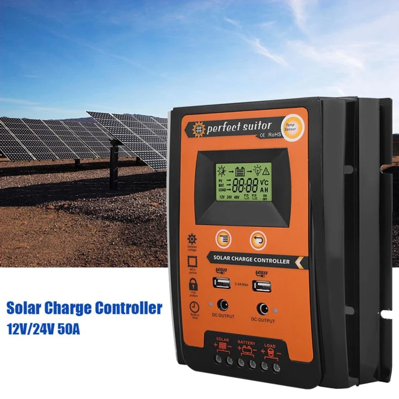 30A MPPT PWM Solar Charge Controller 12V 24V Solar Panel Battery Regulator Dual USB Port LCD Display