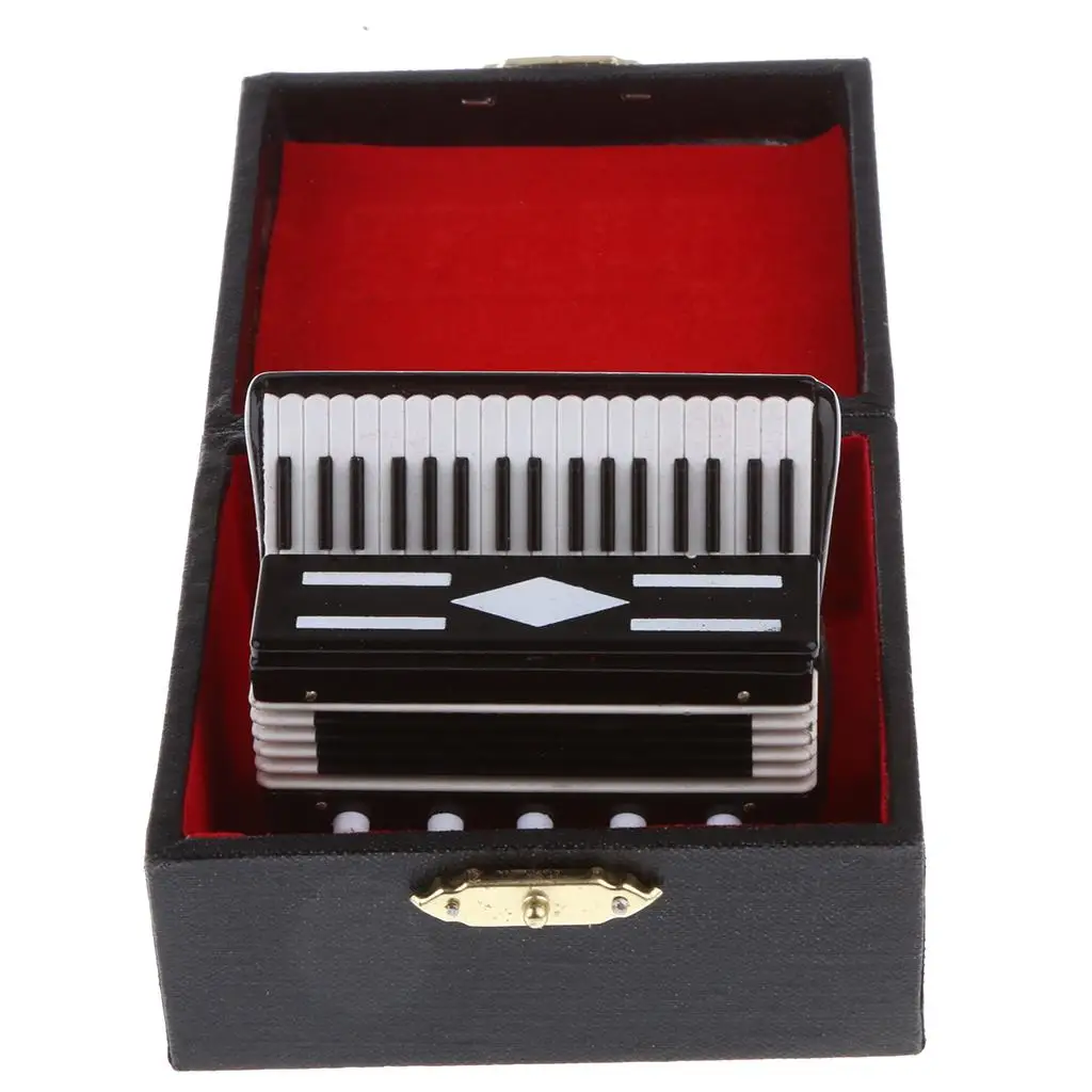 Dollhouse Accordion Musical Instrument Miniature Decorative Accessory Black 1 12 Scale for Dollhouse Furniture