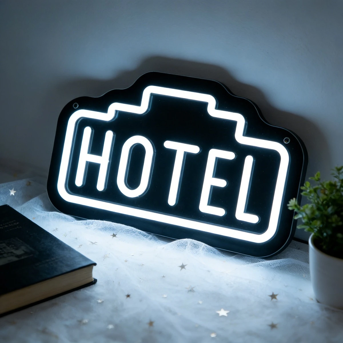 Hotel Neon Sign LED Light Vintage Style for Bar Living Room Decor Aesthetic Desktop Bedside USB Night Light Travel Themed Gift