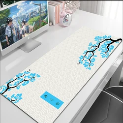 Japan Cherry Blossom Mouse Pad Laptops Gaming Deskmat White and Blue Sakura Mousepad Anime Office Carpet Gamer Computer TableMat