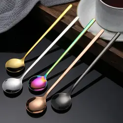 Stainless Steel Coffee Spoon Juice Tea Spoon Long Handle Tea Dessert Spoon Ice Cream Scoop Tableware Stirring Spoon Kitchen Tool