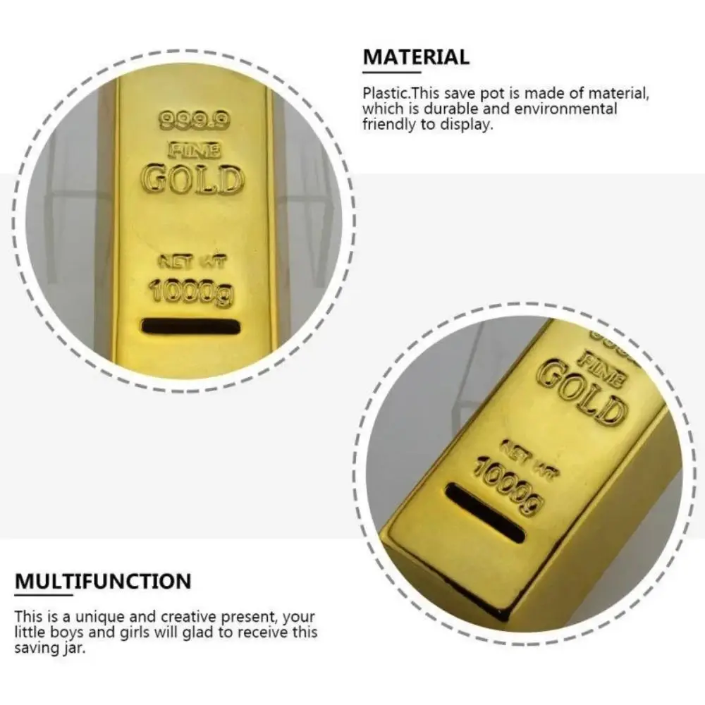 Nieuwe Gold Bullion Bar Spaarpot Simulatie Plastic Muntautomaat Bullion Spaarpot Vakantiecadeau Geldbesparende Case