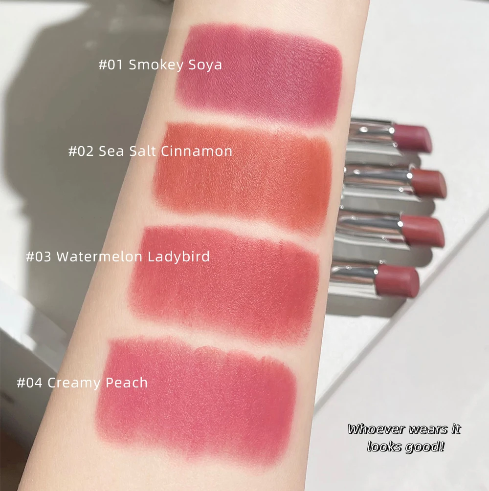 Silver Tube 4 Colors Waterproof Sexy Red Velvet Matte Lipstick Long Lasting Not Easy To Fade Lip Stain Tint Korean Cosmetics