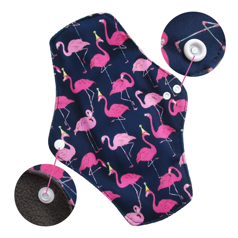 [LECY ECO LIFE]Reusable cloth menstrual pads bamboo charcoal fleece inner lady Flamingo printed waterproof Mummy pads for Women