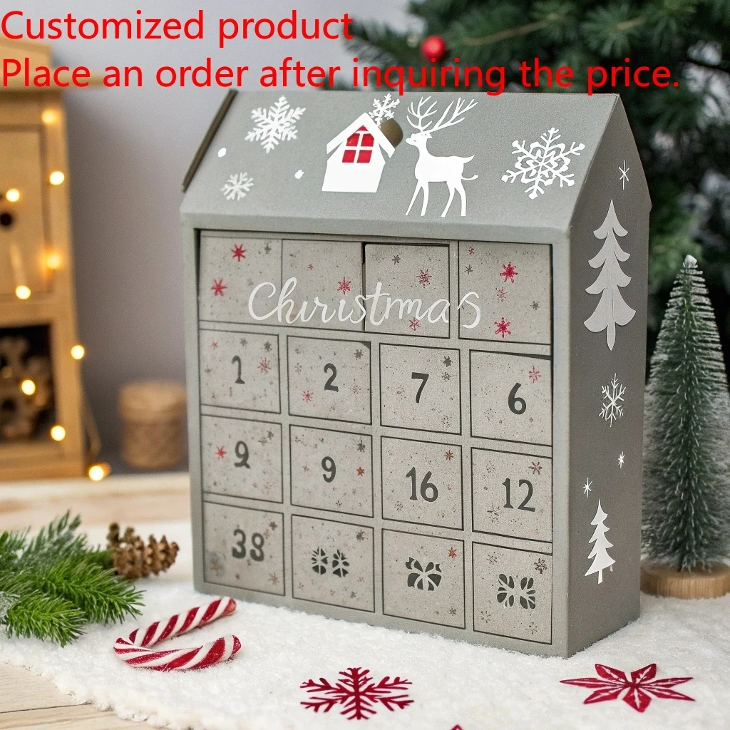 

2025.Customized House Calendar Box - 12-day Christmas Greeting Card Countdown Gift Box Wholesale Candies Christmas Greeting Card