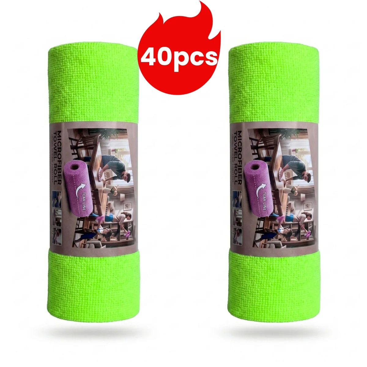 40pcs/25*25cm Car wash towels, car cleaning cloths, tear-off wipes; microfibre cleaning cloths on a roll; thickened cleaning tow