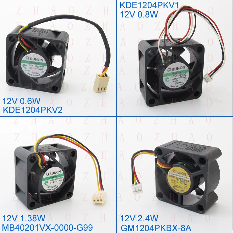 L+ 6pcs for SUNON DC Cooling Fan 40x40x20mm 4020 12V 3pin 0.6W 0.8W 1.38W 2.4W