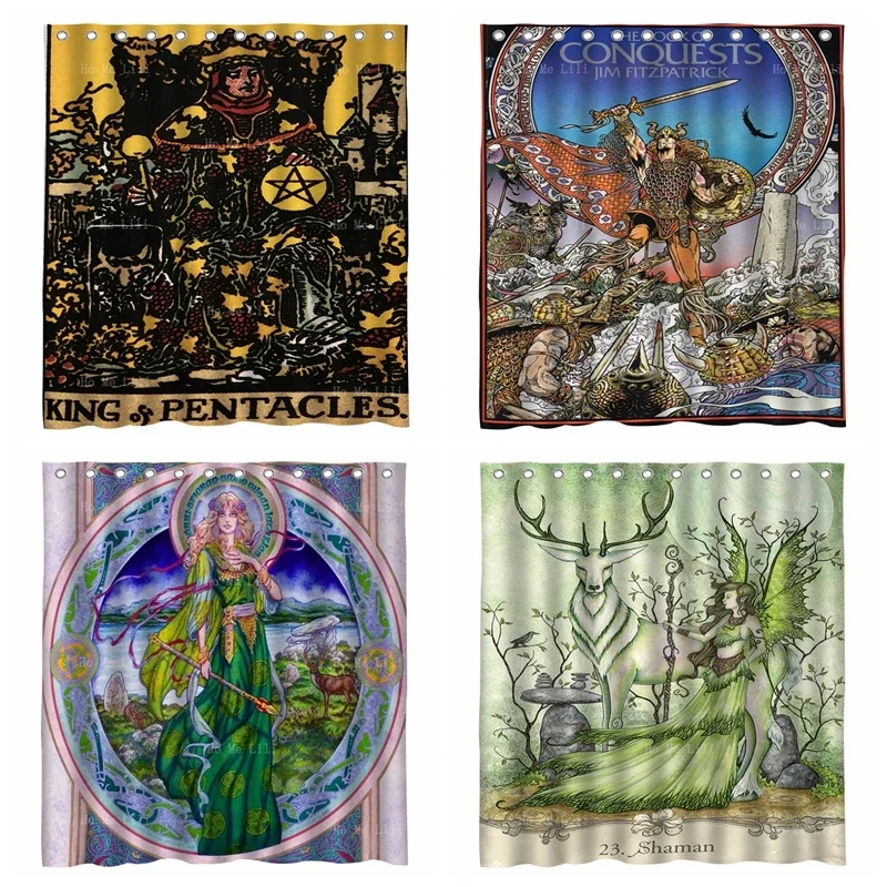 The King Of Five Pointed Star In Tarot Cards Manilla Road Mark Beast Goddesses Oracle Goblin Wisdom Shower Curtain By Ho Me Lili